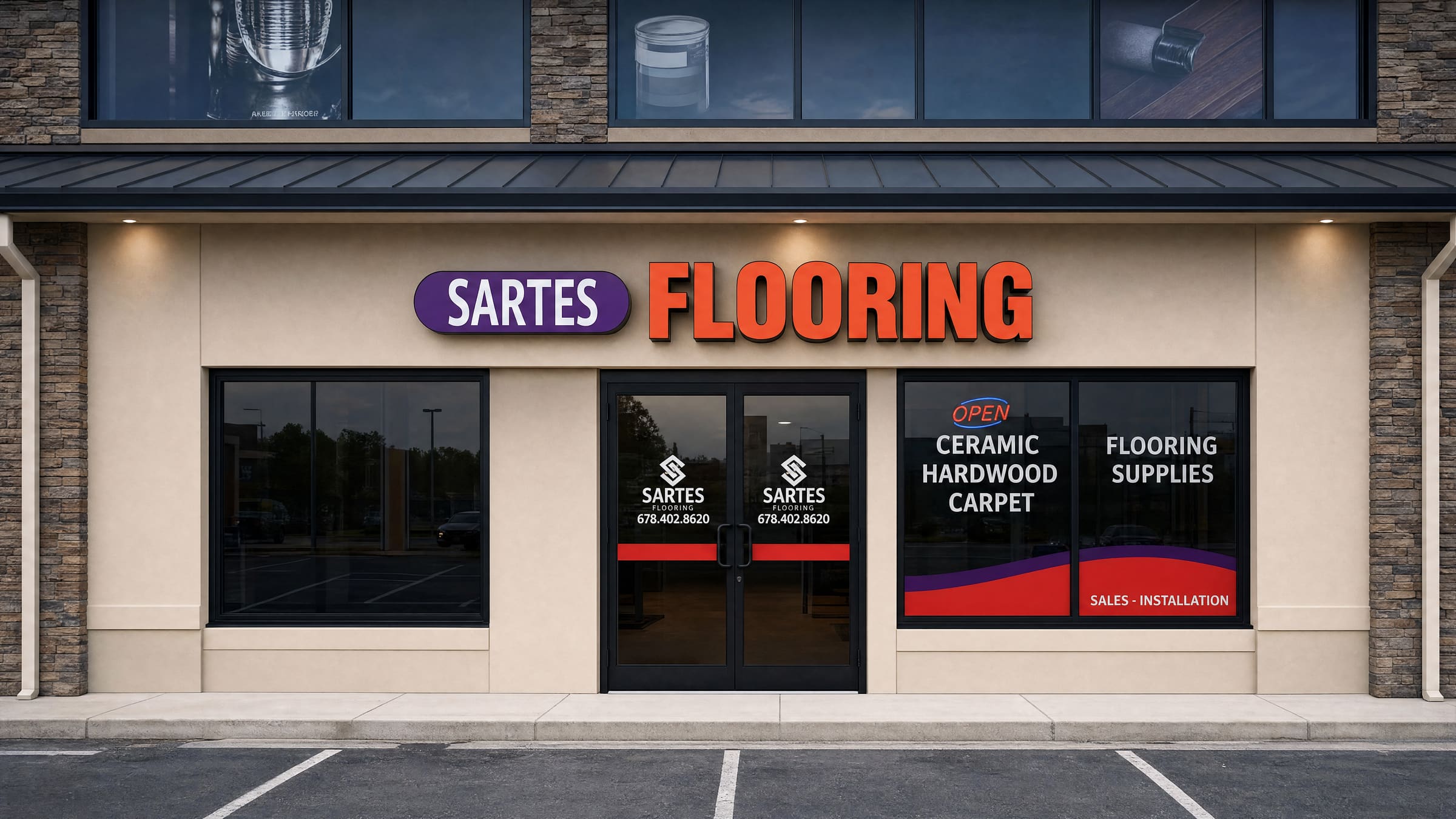 Sartes Flooring showroom storefront in Marietta, Georgia